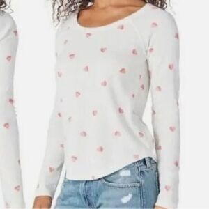 NWT Lucky Brand Hearts Scoop Neck Long Sleeve Thermal Top Size 2x